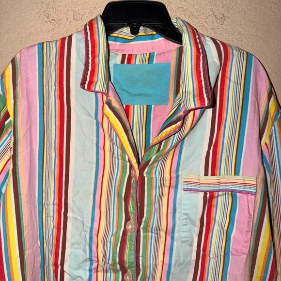 Vintage Victoria’s Secret Rainbow Stripes Pajama Top With Matching Pants Y2K 90 - Picture 4 of 14